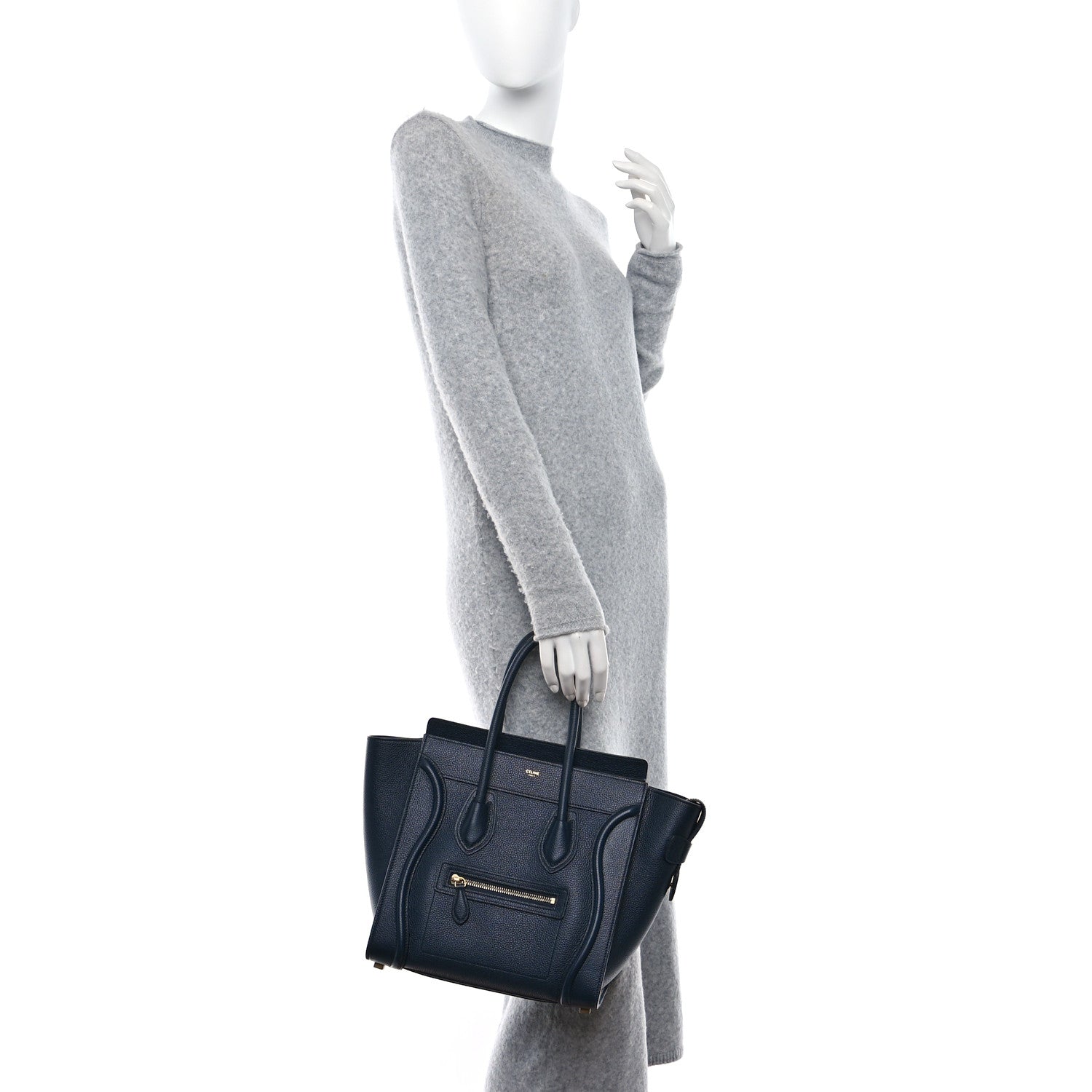 Celine Drummed Calfskin Micro Luggage Marine 2 of 8