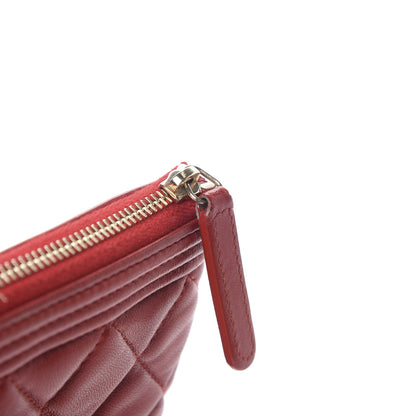 Chanel Lambskin Quilted Large Boy Zip Pouch Red 8 of 10