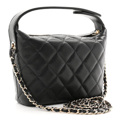 Chanel Caviar Quilted Hobo Clutch With Chain Black 3 of 11