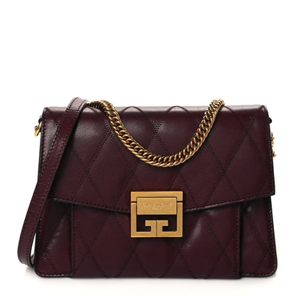 Givenchy Goatskin Quilted Small GV3 Shoulder Bag Aubergine 1 of 9