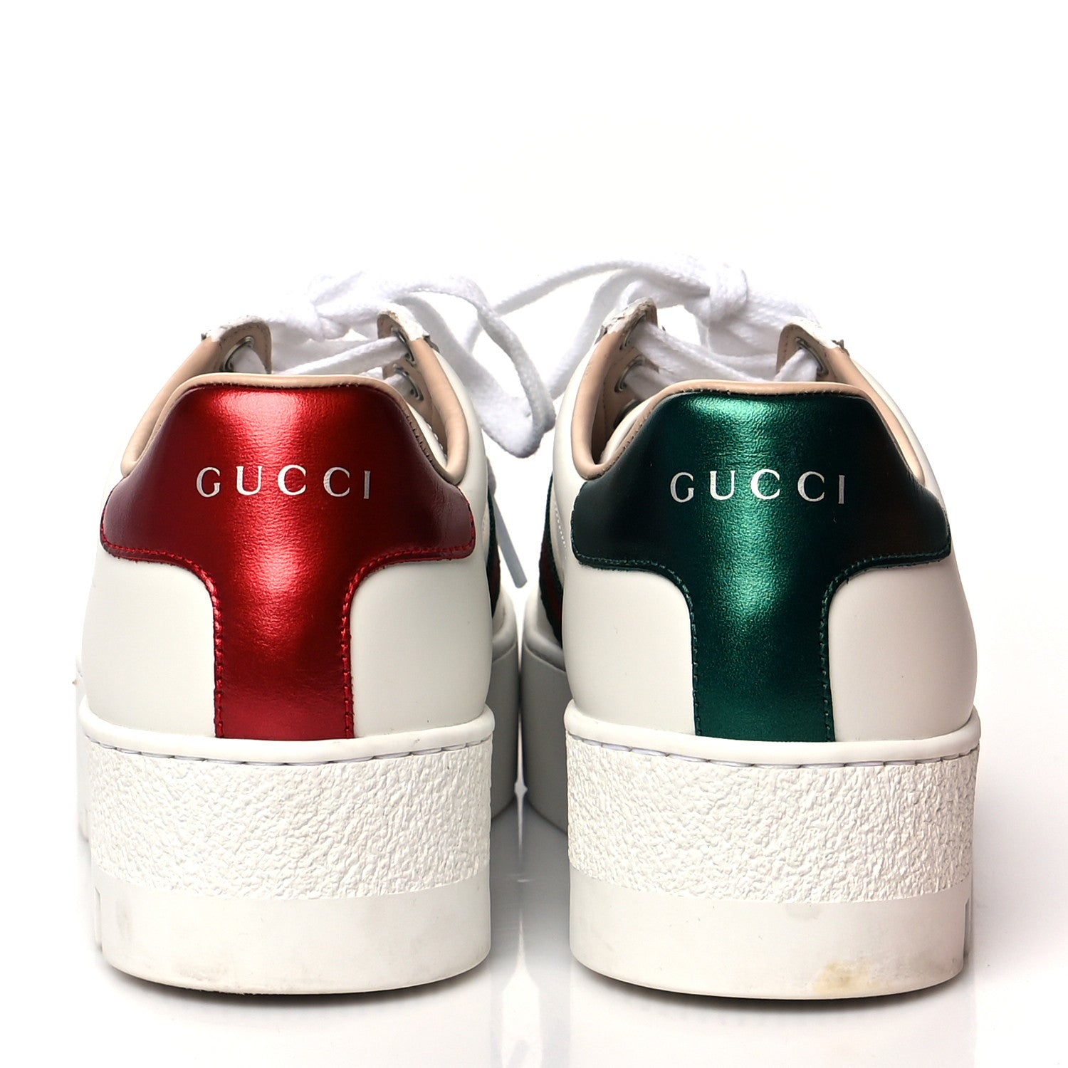 Gucci Calfskin Web Bee Embroidered Womens Ace Platform Sneakers 36 White 5 of 11