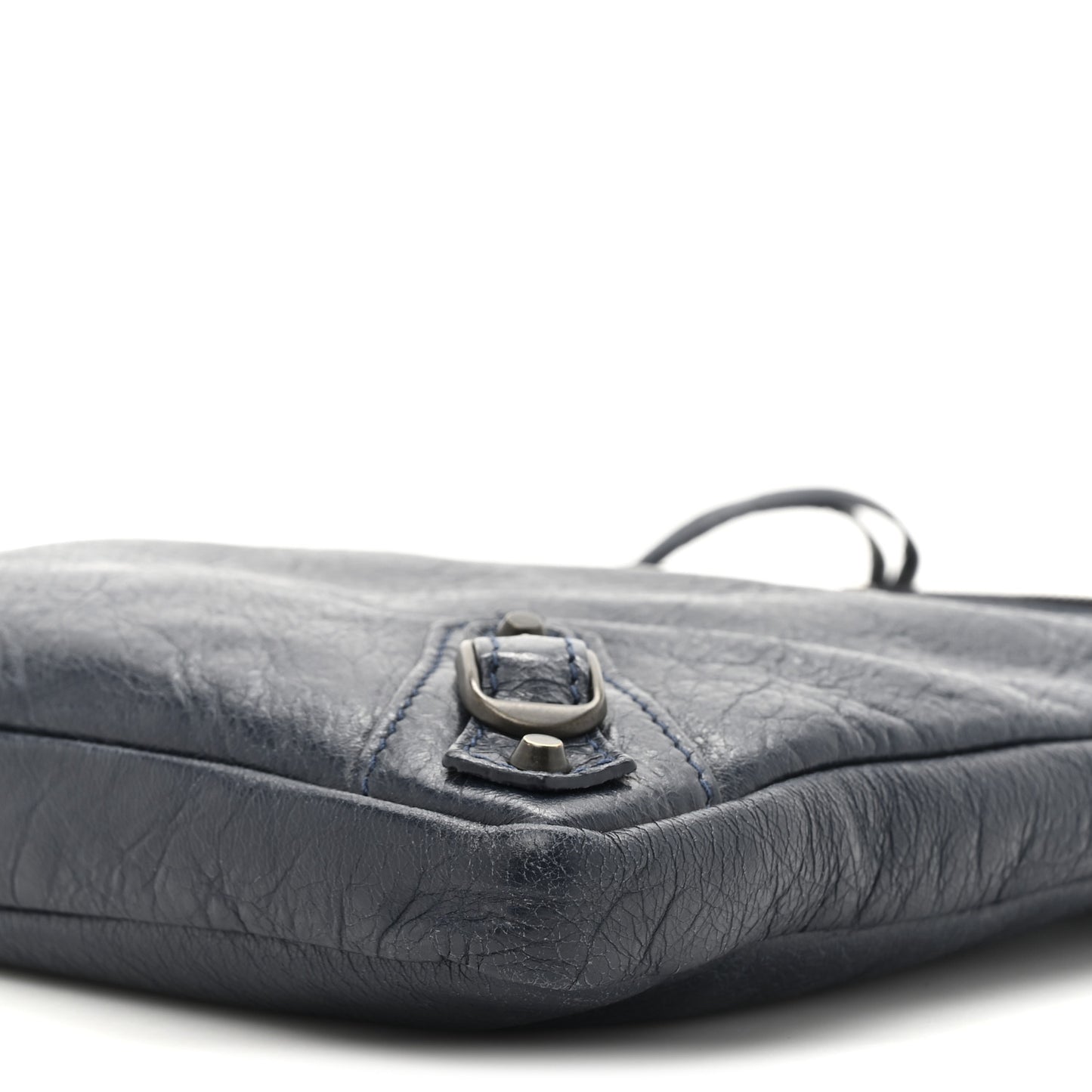 Agneau Classic Hardware Flat Crossbody Bleu Obscur