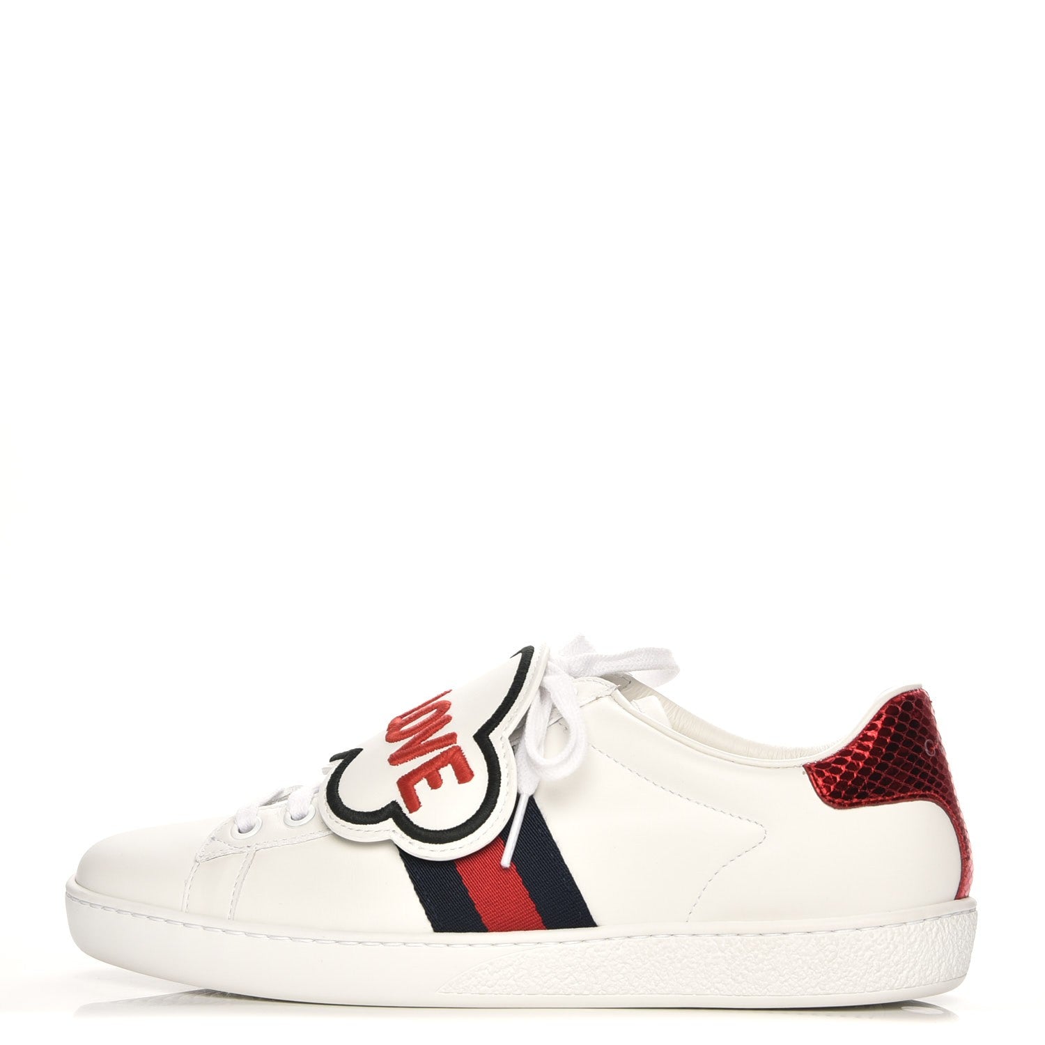 Gucci Calfskin Ayers Blind For Love Embroidered Womens Ace Sneakers 37 White 1 of 8