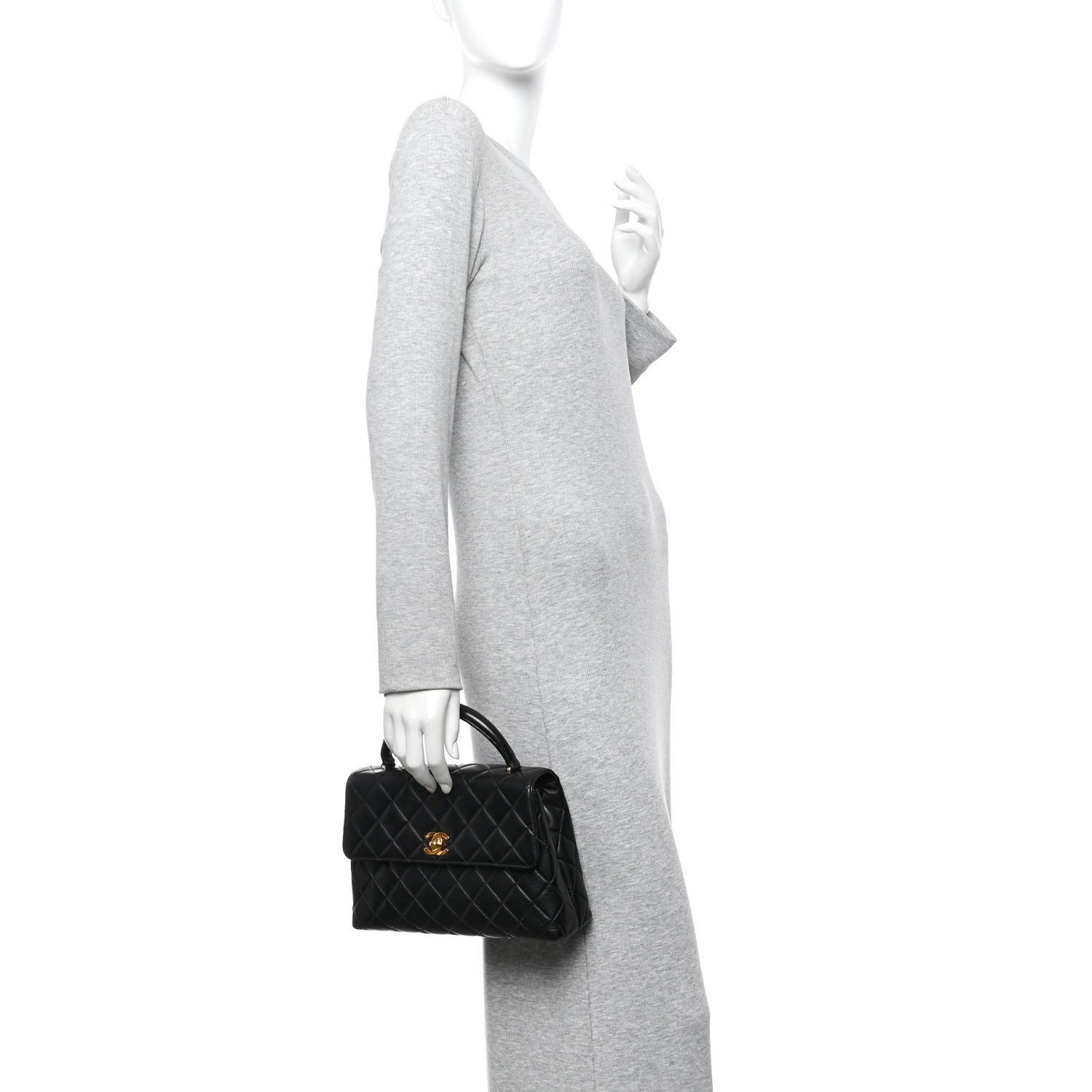 Chanel Lambskin Quilted Medium Kelly Flap Bag Black 2 of 14