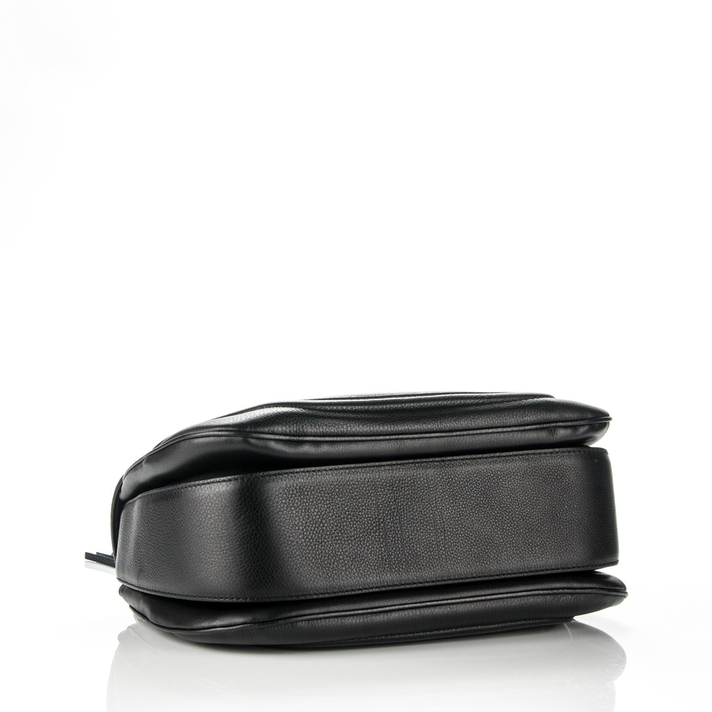 Pebbled Calfskin Large New Bamboo Top Handle Bag Black