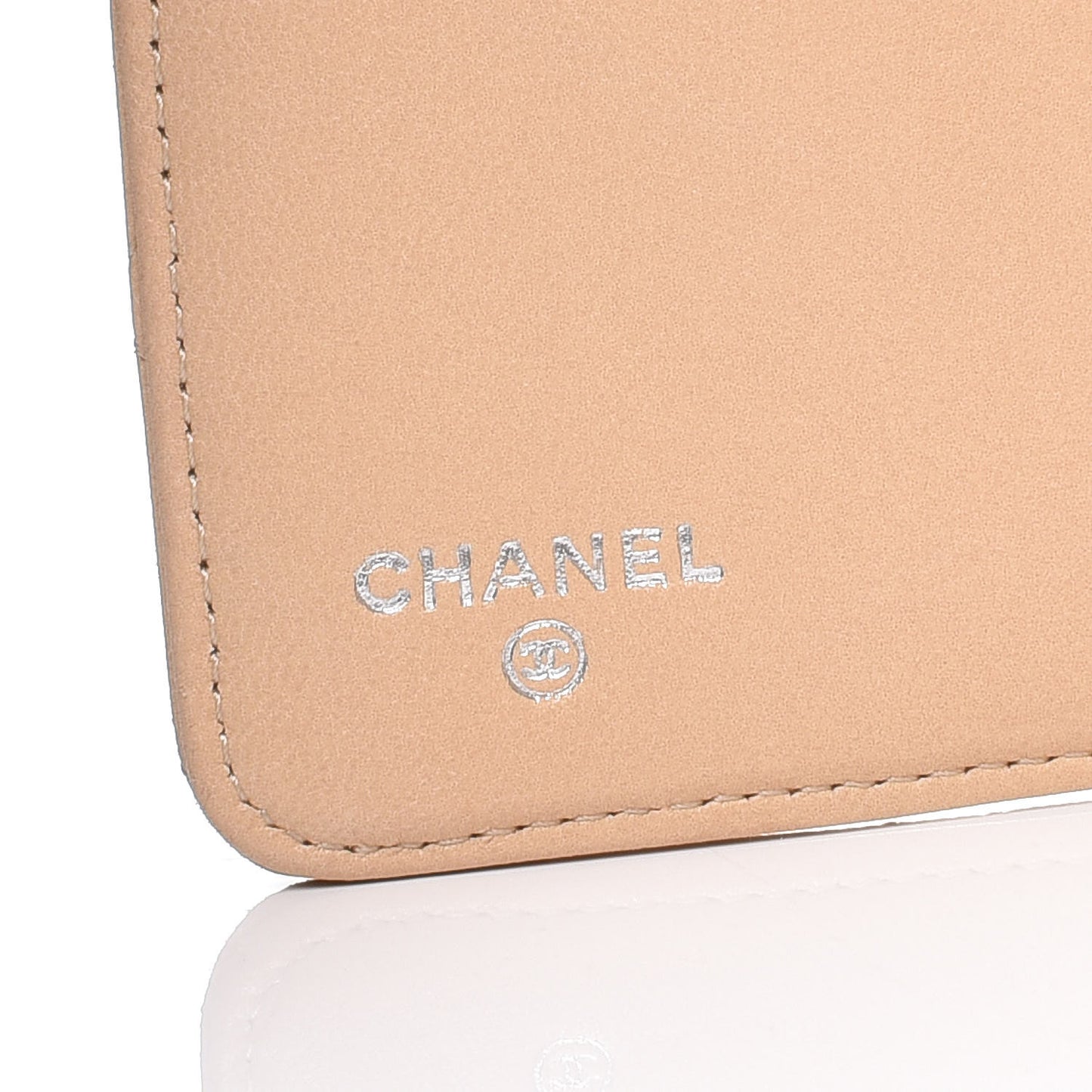 Lambskin Quilted Compact Wallet Beige