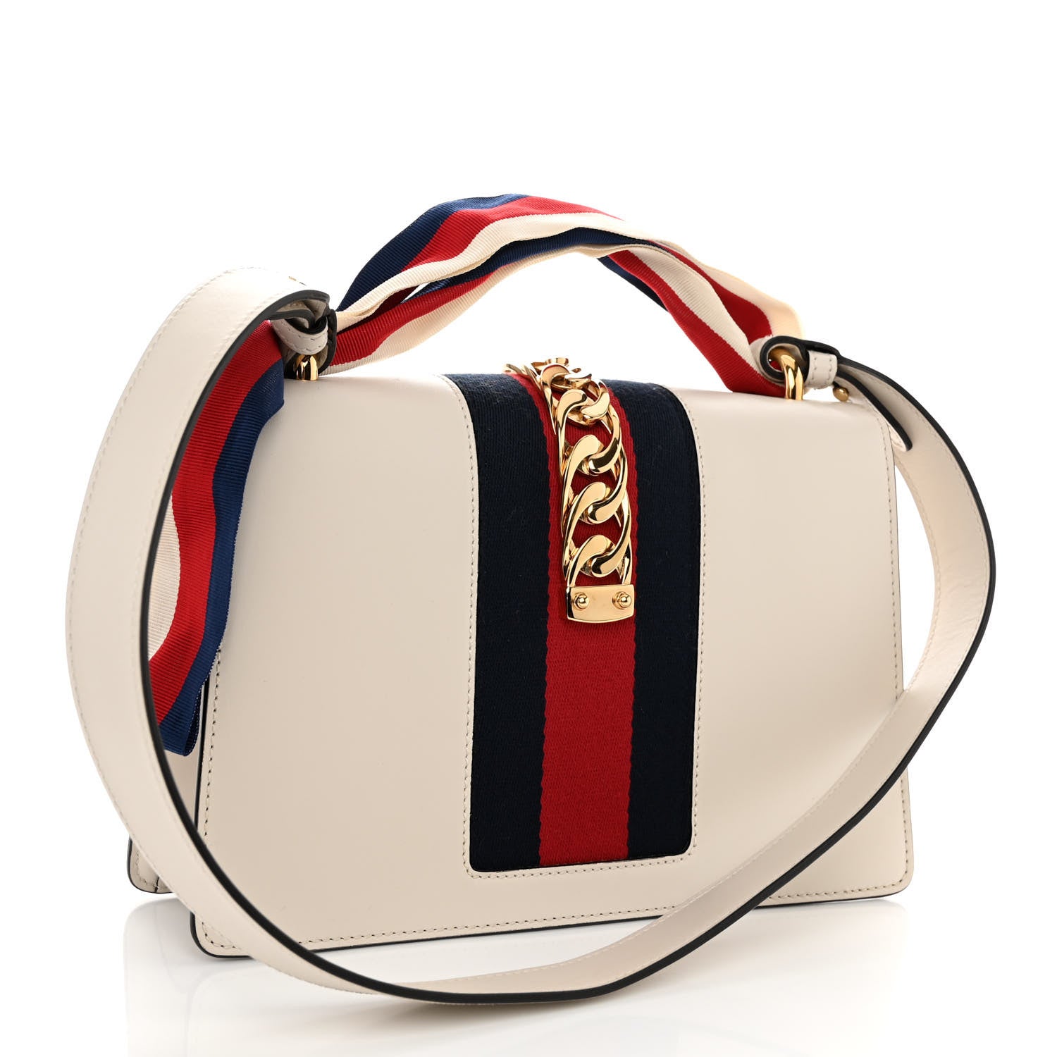 Gucci Calfskin Small Sylvie Shoulder Bag Off White 3 of 10