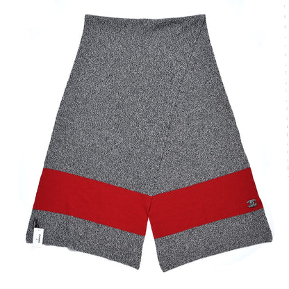 Chanel Cashmere CC Stole Grey Red 3 of 6