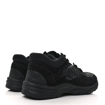 Chanel Fabric Calfskin Suede CC Sneakers 38.5 Black 4 of 8