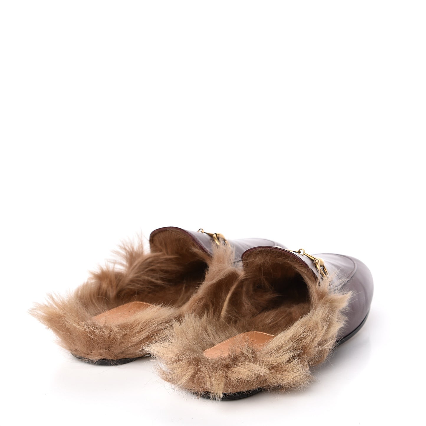 Malaga Kid Fur Womens Princetown Slippers 37 Vintage Bordeaux Naturale
