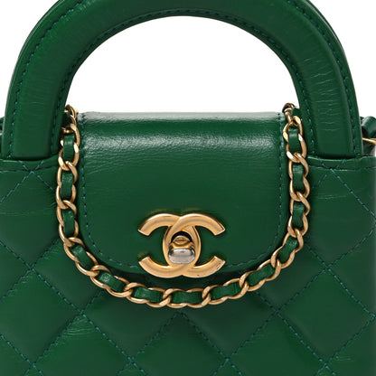 Chanel Shiny Aged Calfskin Quilted Mini Nano Kelly Shopper Green 7 of 10