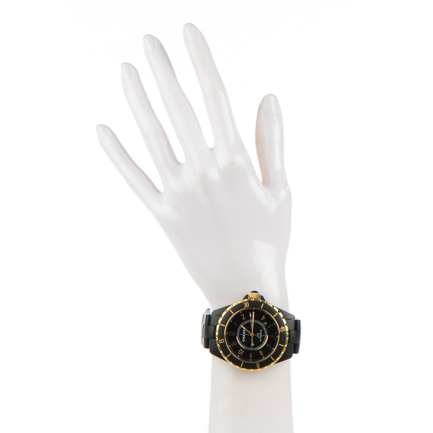 Chanel Stainless Steel 18K Yellow Gold Matte Ceramic 41mm J12 Automatic Watch Black 2 of 7