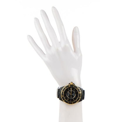 Chanel Stainless Steel 18K Yellow Gold Matte Ceramic 41mm J12 Automatic Watch Black 2 of 7