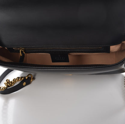 Gucci Calfskin Matelasse Small GG Marmont Top Handle Shoulder Bag Black 5 of 8