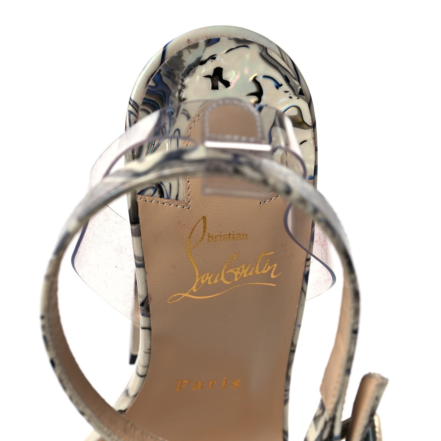 Christian Louboutin Patent Marble Swirl Levitallo 100 Sandals 38.5 Multicolor 8 of 8