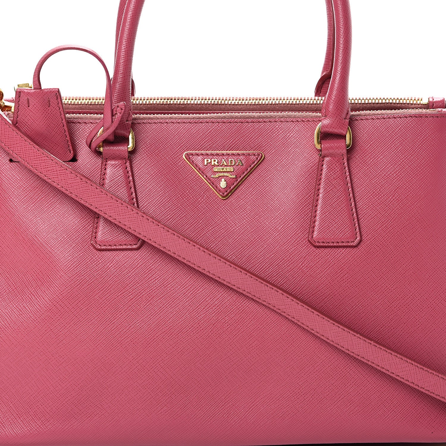 Prada Saffiano Small Galleria Double Zip Tote Fuxia 10 of 22