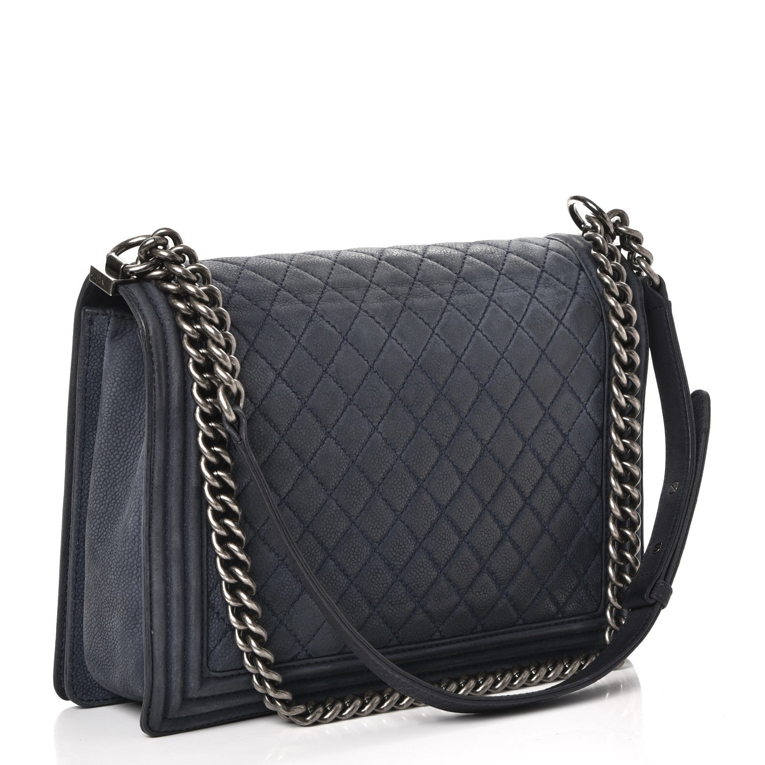 Chanel Iridescent Caviar Quilted Large Boy Flap Navy Blue 3 of 10