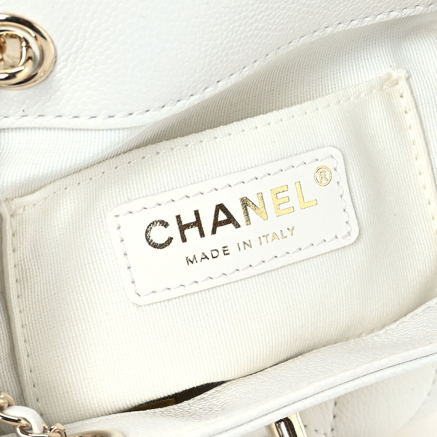 Chanel Shiny Caviar Quilted Small Duma Pockets Drawstring Backpack White 6 of 11