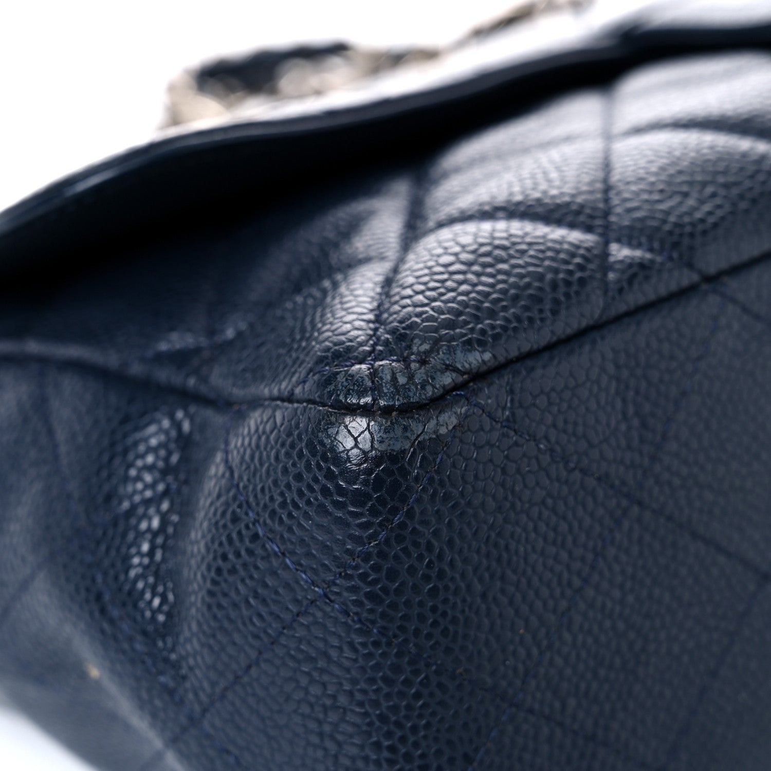 Chanel Caviar Quilted Jumbo Double Flap Navy Blue 8 of 25