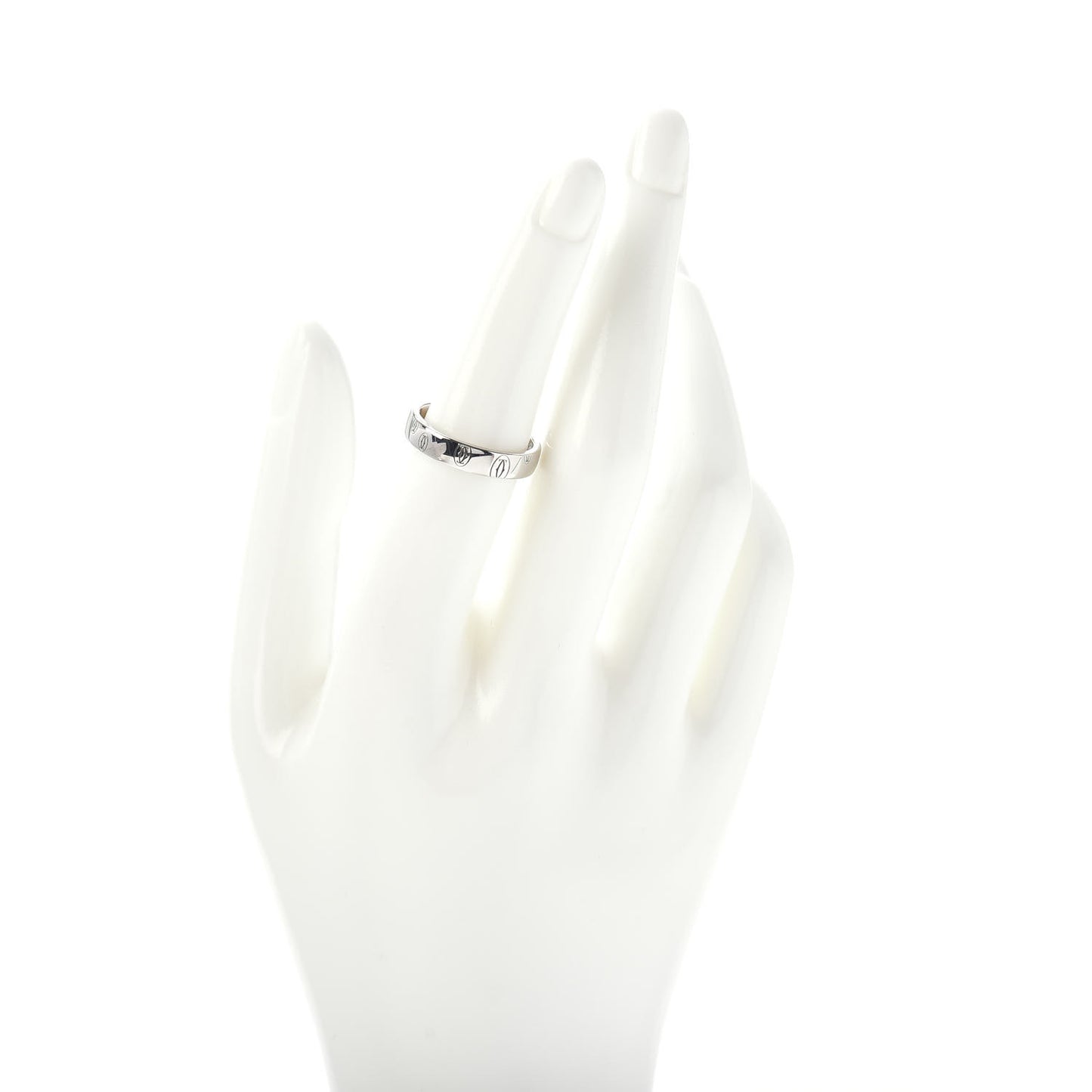 18K White Gold 4mm Happy Birthday Band Ring 53 6.25