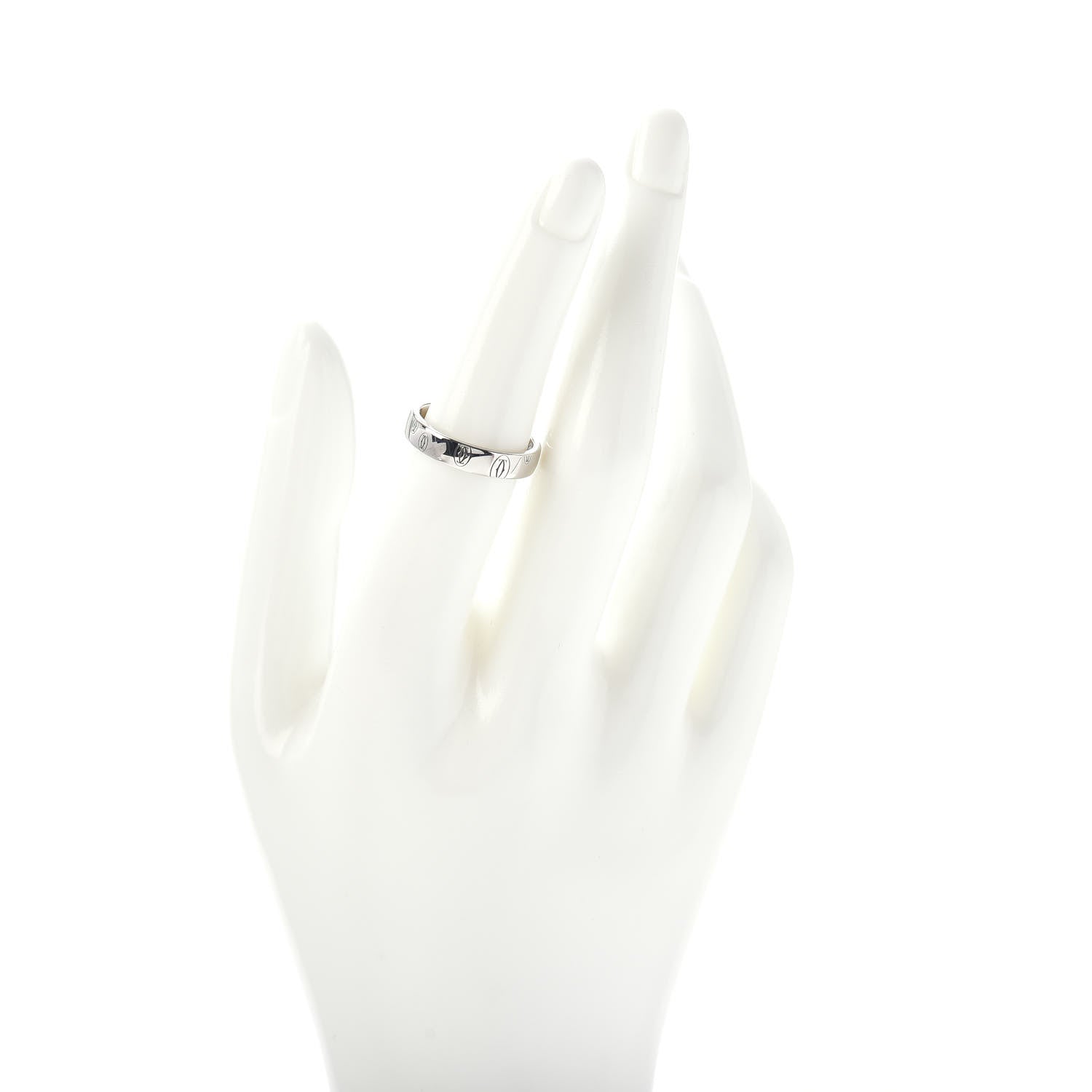 Cartier 18K White Gold 4mm Happy Birthday Band Ring 53 6.25 2 of 4