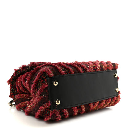 Chanel Tweed Fringe Mini Coco Handle Flap Red Black 4 of 11