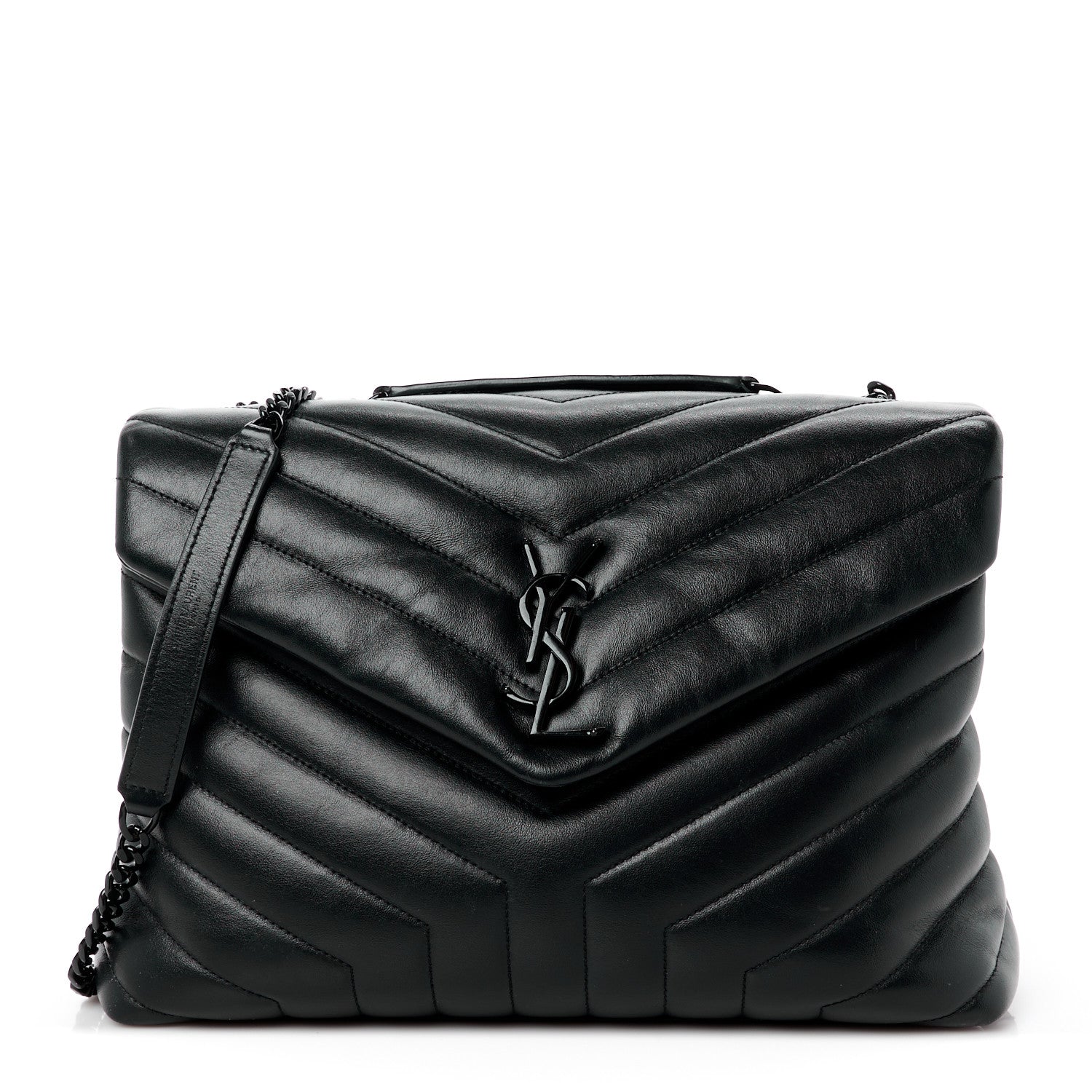 Saint Laurent Calfskin Y Quilted Monogram Monochrome Medium Loulou Chain Satchel Black 1 of 12
