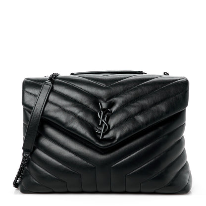 Saint Laurent Calfskin Y Quilted Monogram Monochrome Medium Loulou Chain Satchel Black 1 of 12