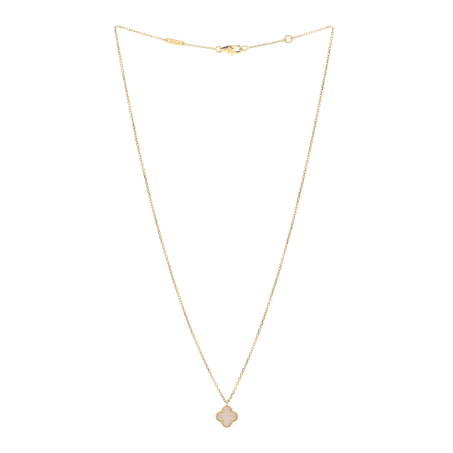 Van Cleef & Arpels 18K Yellow Gold Mother of Pearl Sweet Alhambra Pendant Necklace 3 of 6