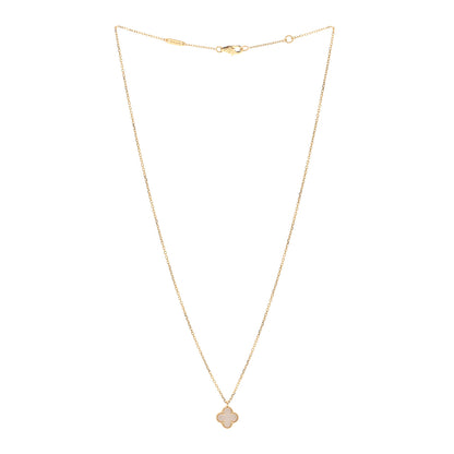 Van Cleef & Arpels 18K Yellow Gold Mother of Pearl Sweet Alhambra Pendant Necklace 3 of 6