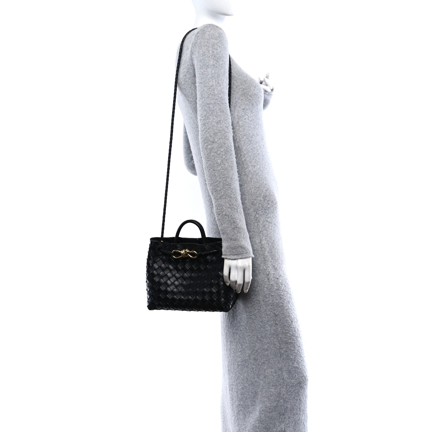 Nappa Intrecciato Small Andiamo Shoulder Bag Black