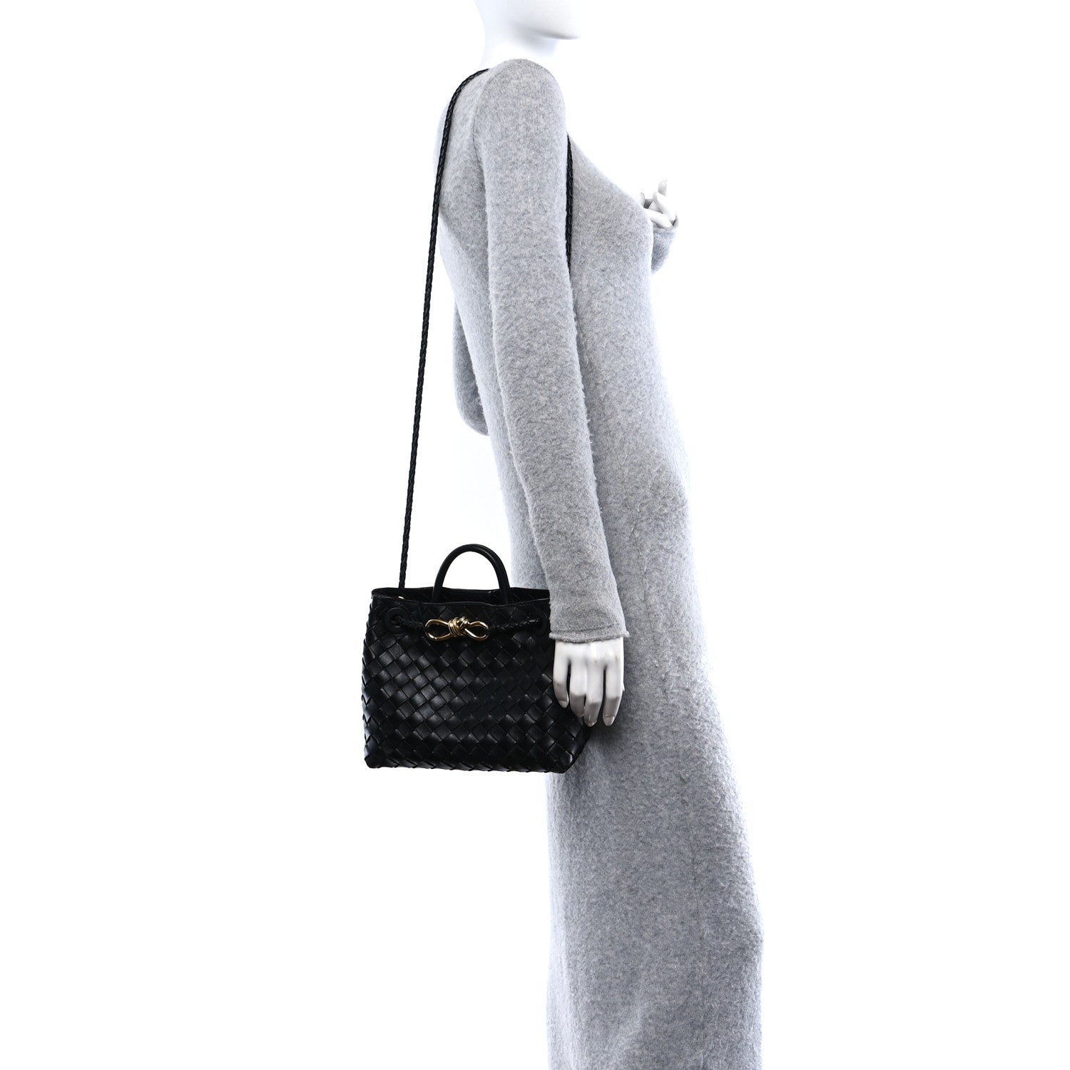 Bottega Veneta Nappa Intrecciato Small Andiamo Shoulder Bag Black 2 of 15