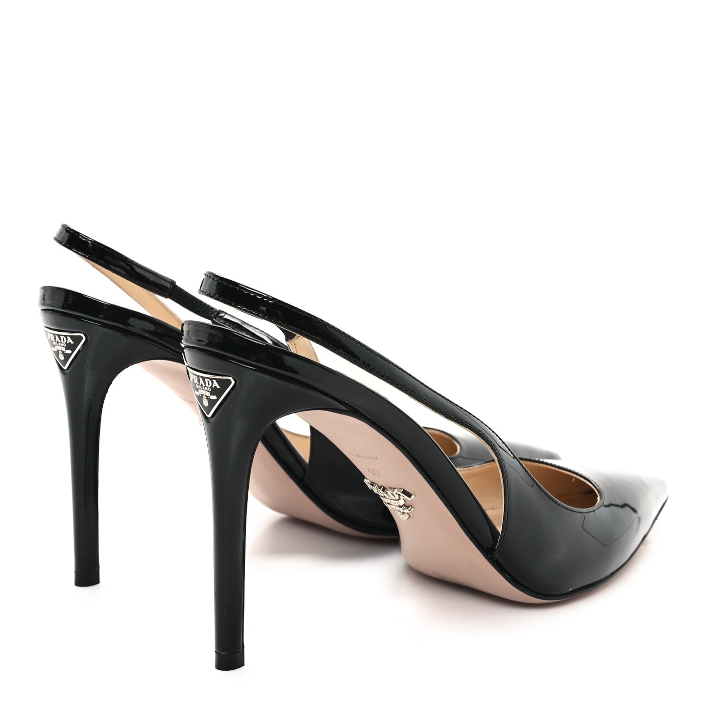 Vernice Triangle Logo Pointed Toe Slingback Pumps 40 Black