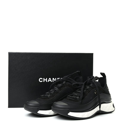 Chanel Velvet Calfskin Mixed Fibers CC Sneakers 36.5 Black 9 of 9