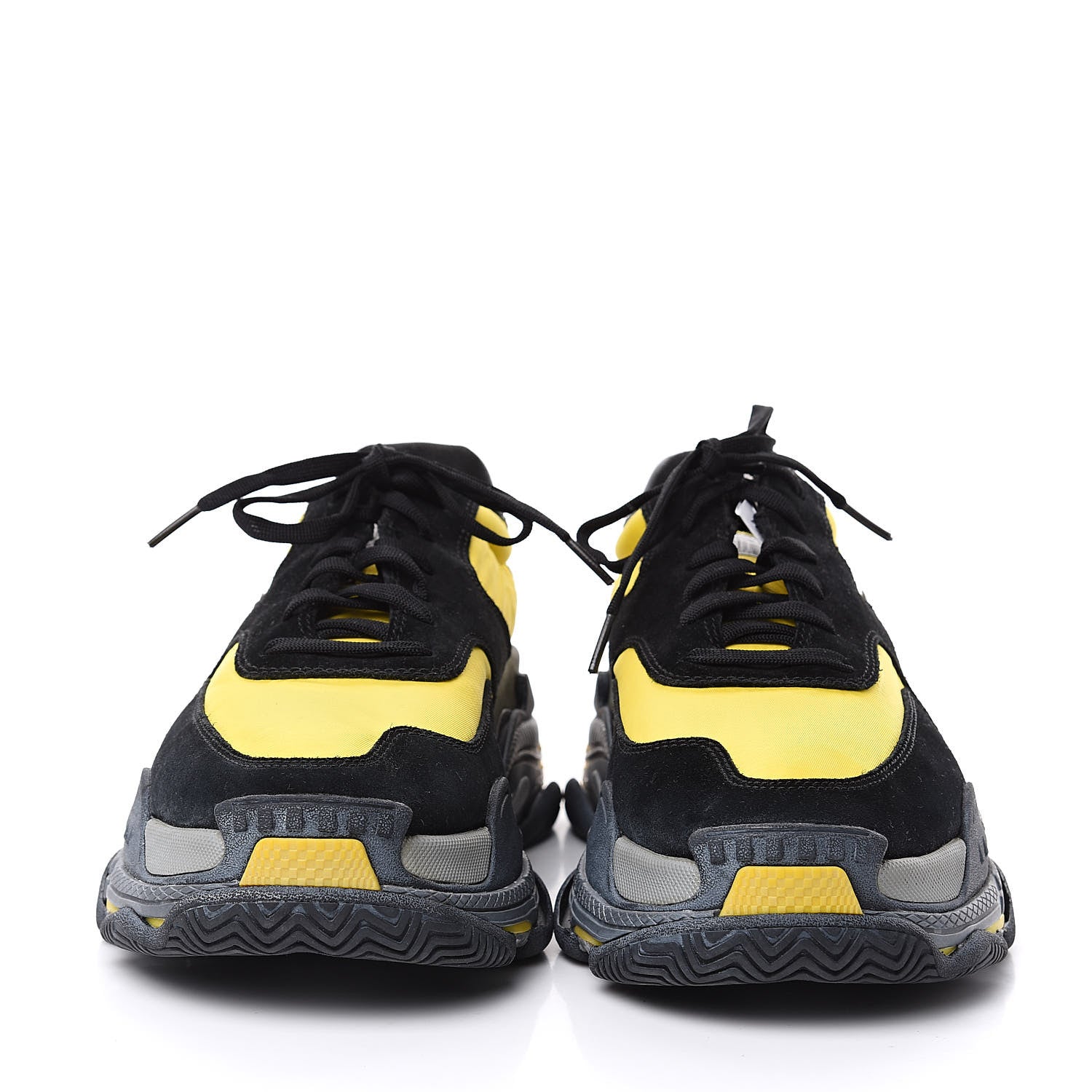 Balenciaga Nylon Suede Mens Triple S 2.0 Sneakers 43 Black Jaune Gris 2 of 8