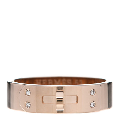 Hermes 18K Rose Gold Diamond PM Kelly Ring 53 6.25 1 of 5