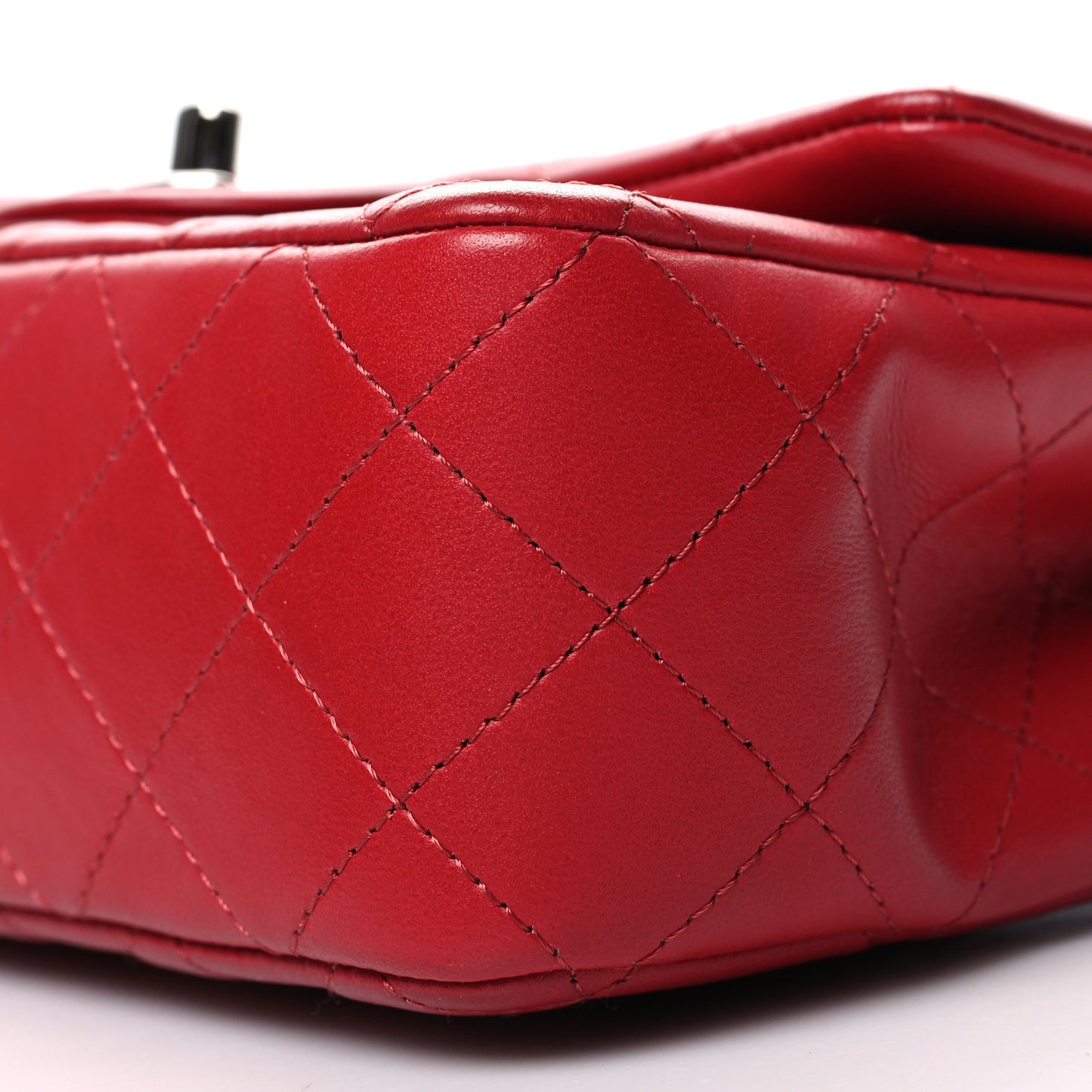 Lambskin Quilted Mini Rectangular Flap Red