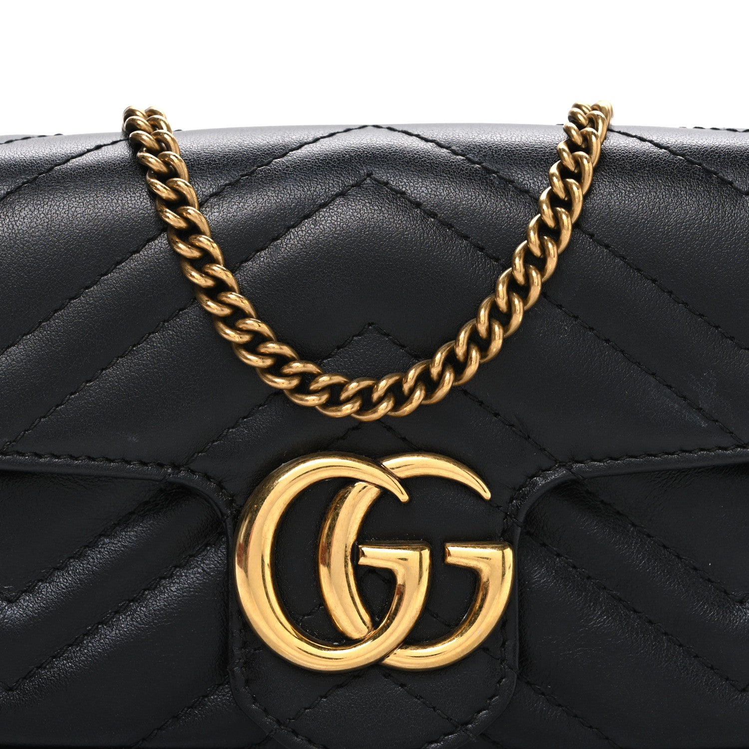 Gucci Calfskin Matelasse Super Mini GG Marmont Shoulder Bag Black 8 of 10