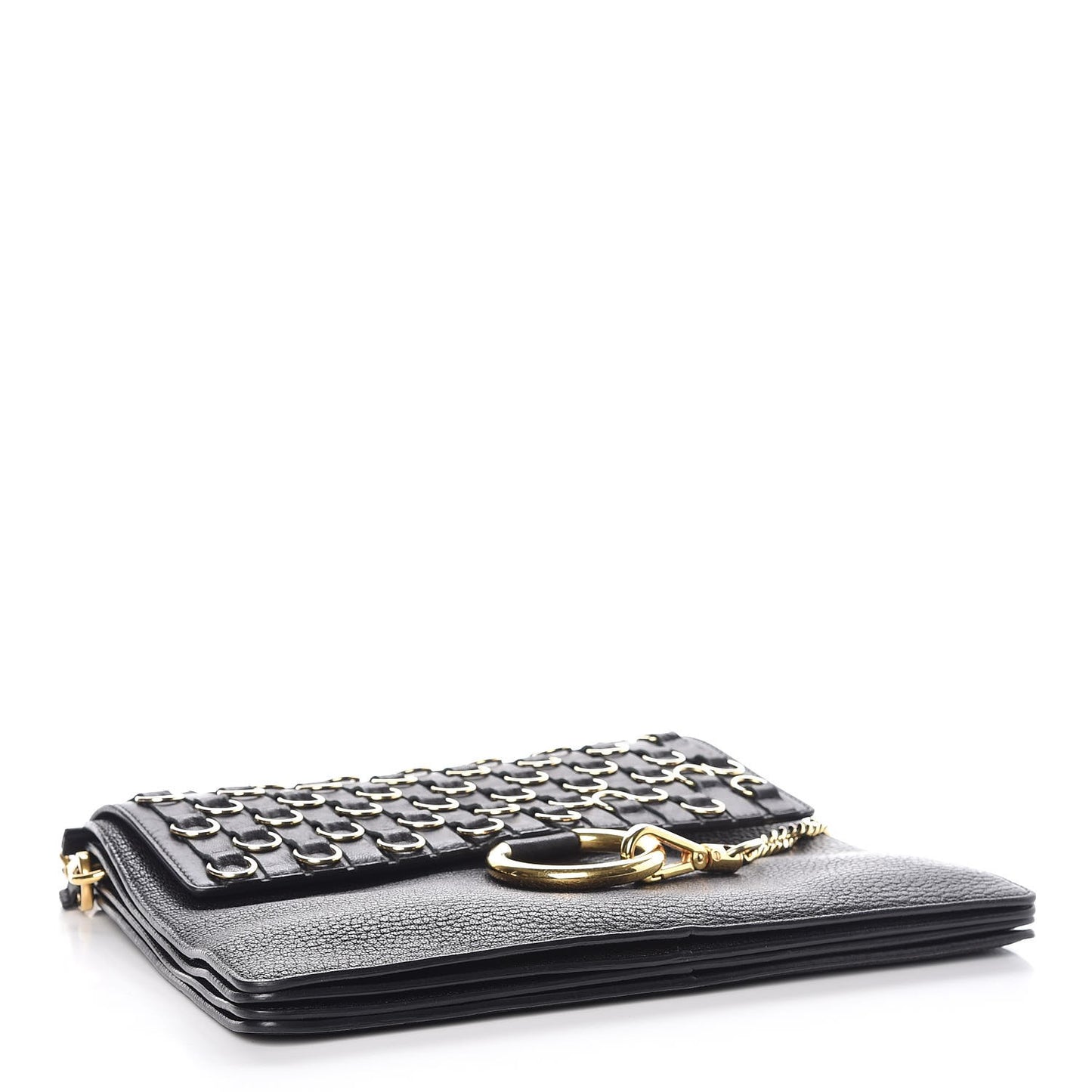 Lambskin Calfskin Embellished Medium Faye Shoulder Bag Black