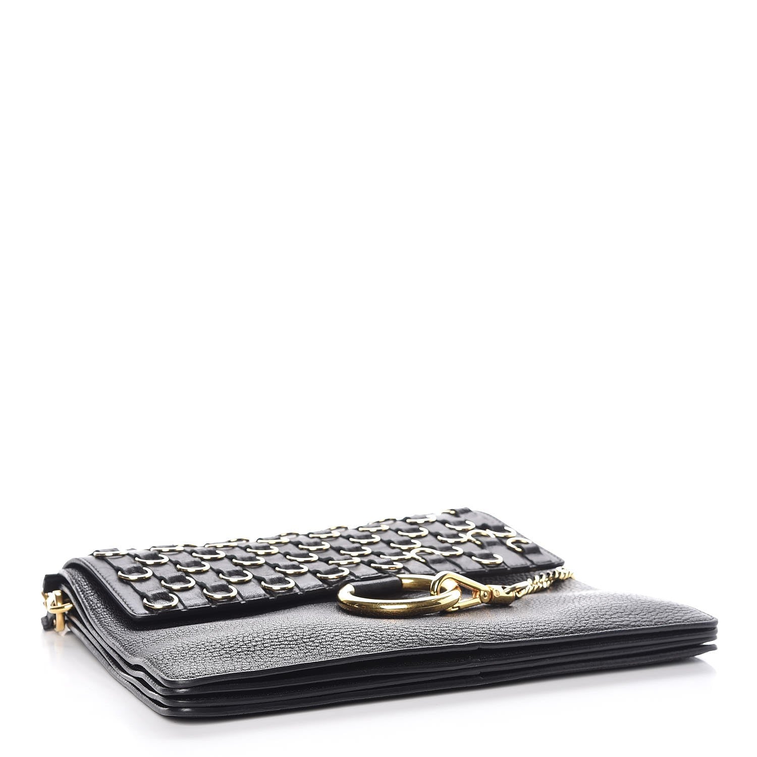 Chloe Lambskin Calfskin Embellished Medium Faye Shoulder Bag Black 4 of 8