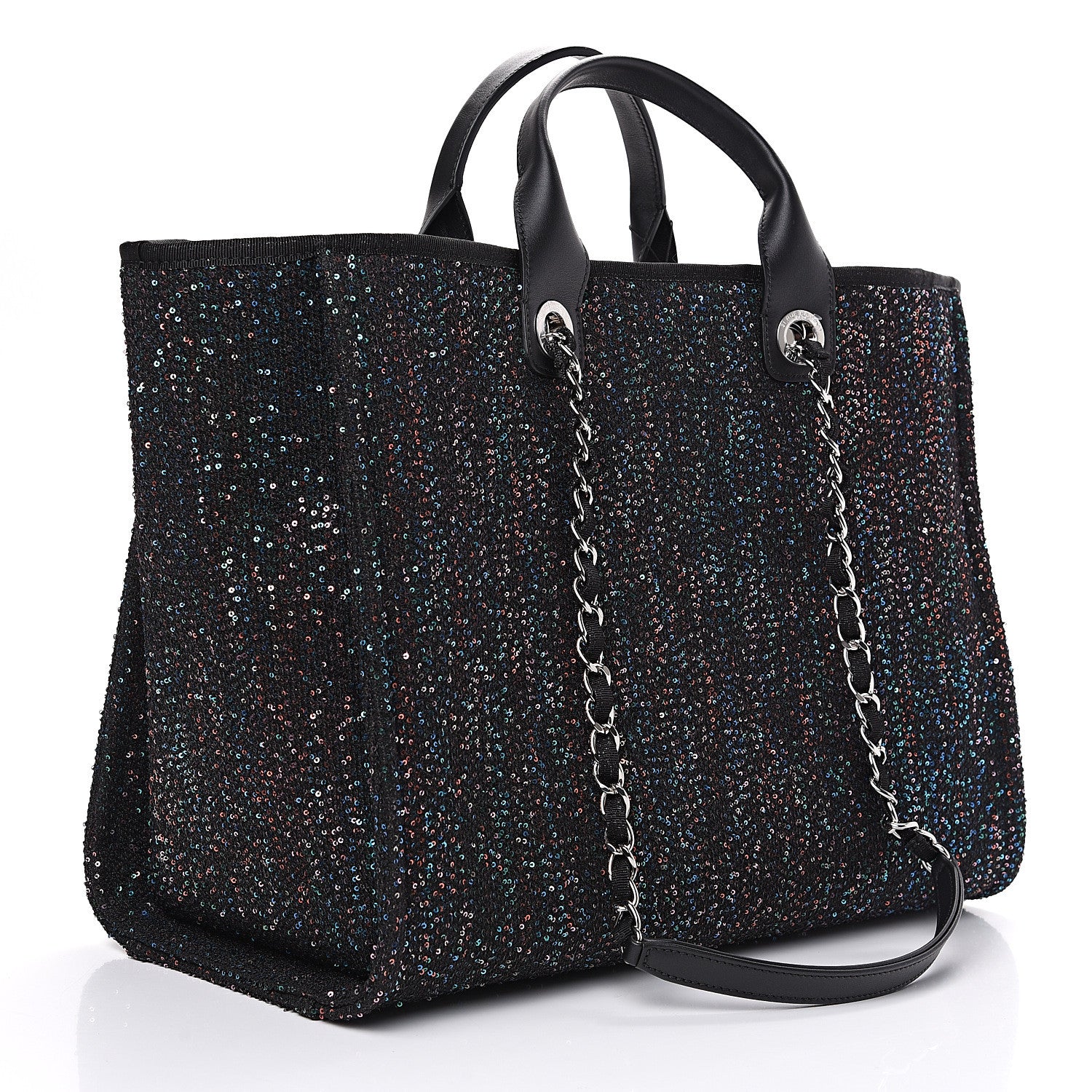 Chanel Calfskin Sequin Medium Deauville Tote Black 2 of 9