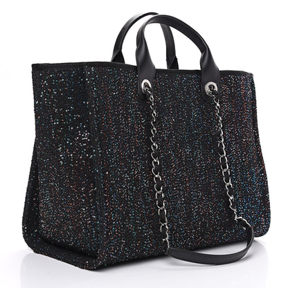Chanel Calfskin Sequin Medium Deauville Tote Black 2 of 9