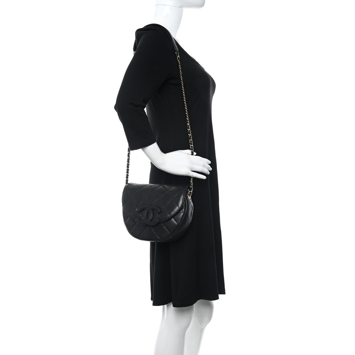 Caviar Quilted Small Messenger Flap Black