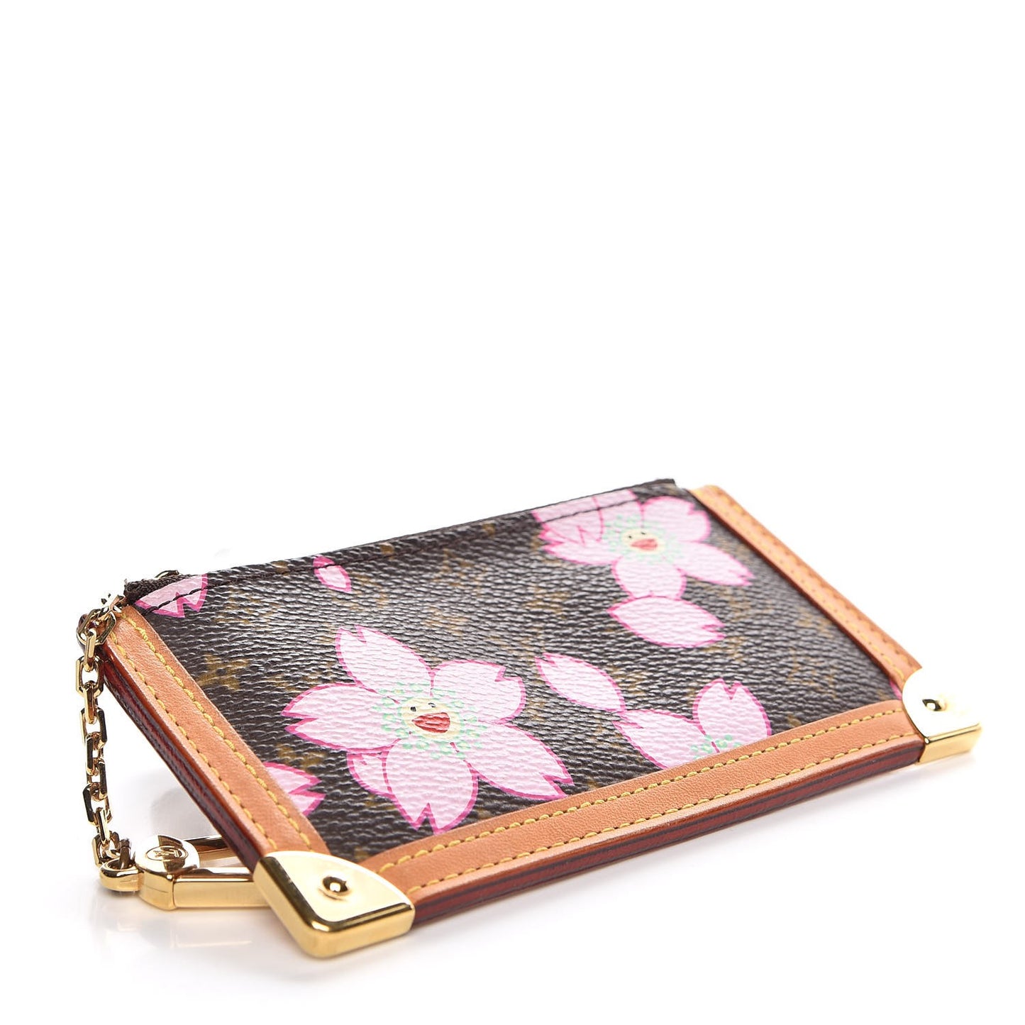 Monogram Cherry Blossom Key Pouch Brown