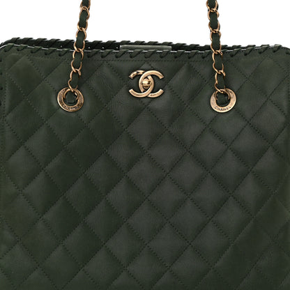 Chanel Calfskin Quilted Whipstich Shopping Tote Green 8 of 12