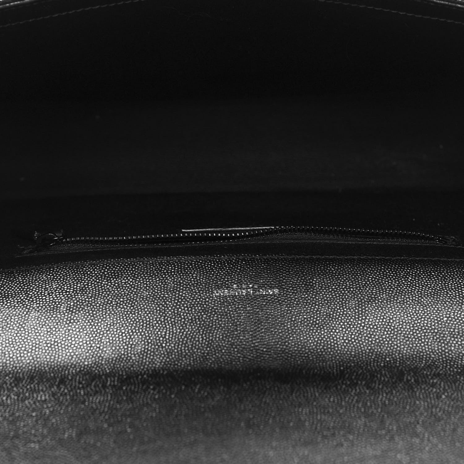 Saint Laurent Grain De Poudre Textured Mixed Matelasse Large Triquilt Monogram Monochrome Satchel Black 9 of 12