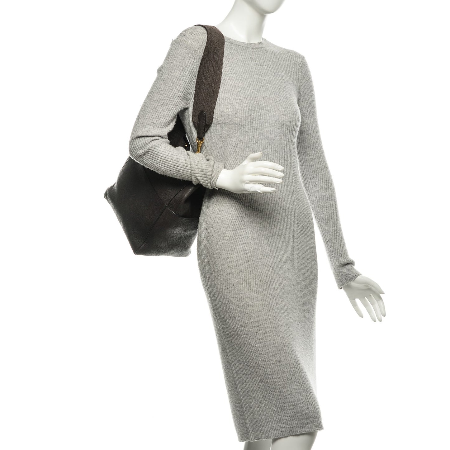 Goatskin Sangle Bucket Bag Dark Taupe