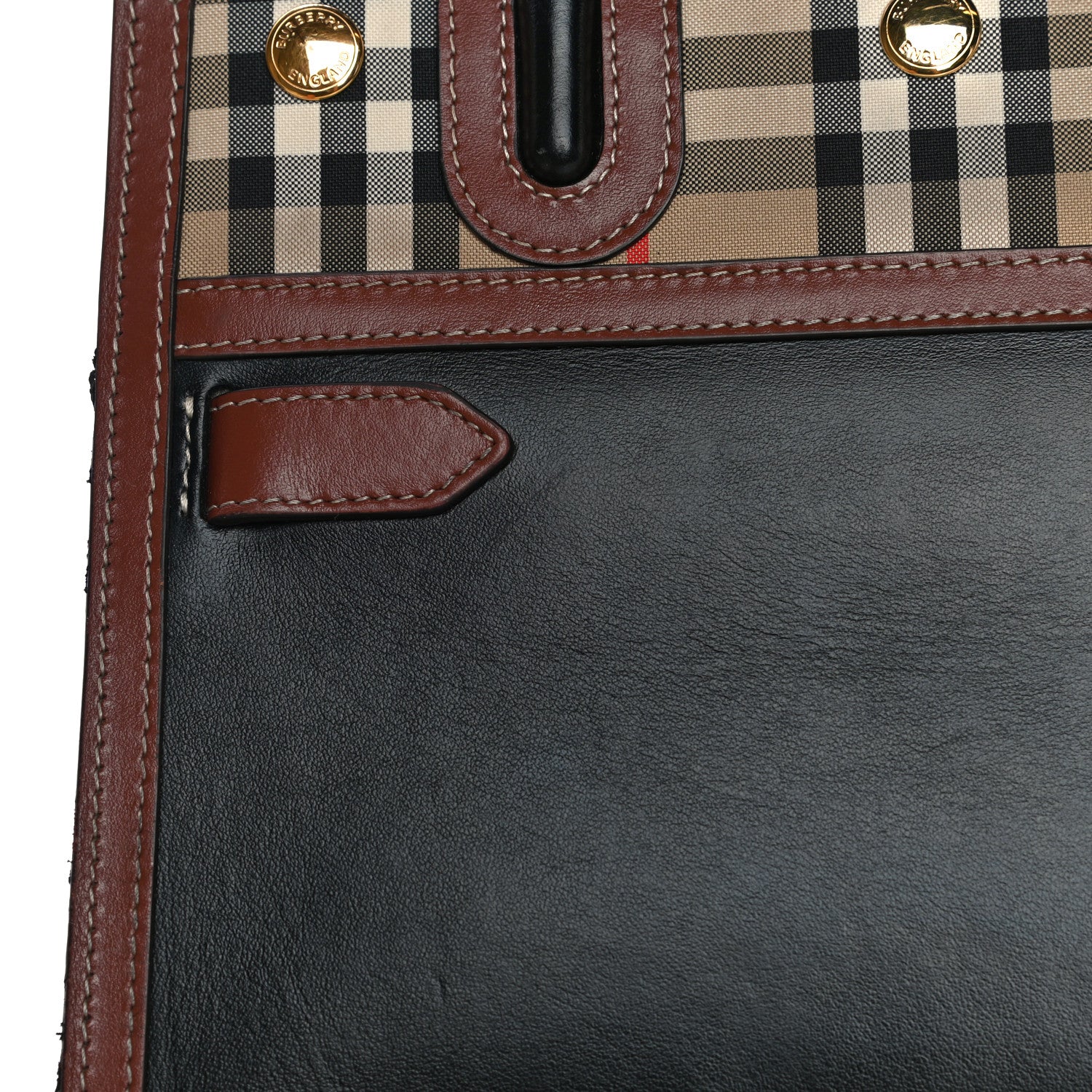 Burberry Calfskin Vintage Check Mini Two Handle Title Bag Black 20 of 24