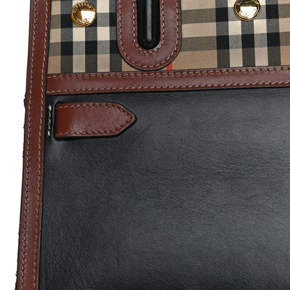 Burberry Calfskin Vintage Check Mini Two Handle Title Bag Black 20 of 24
