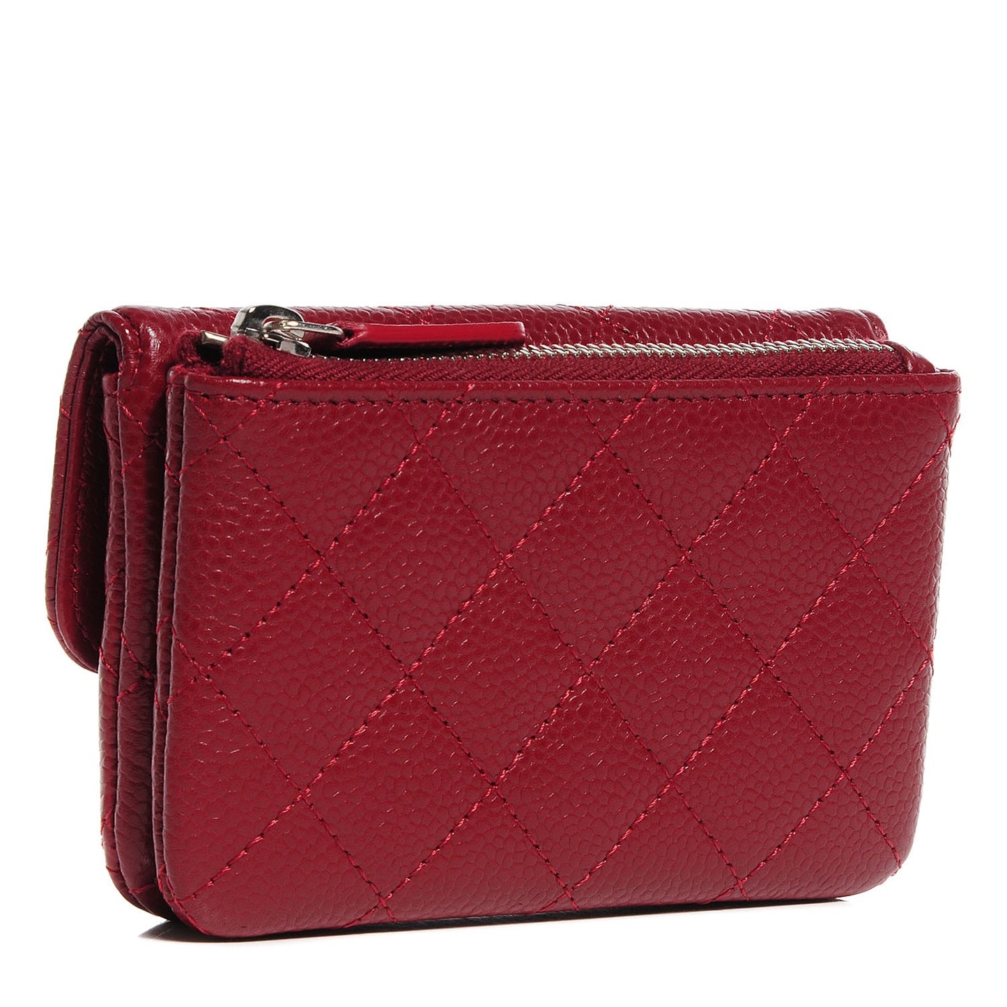 Caviar Quilted Coin Purse Dark Red